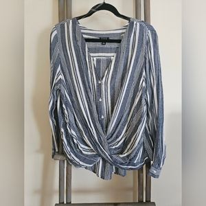 a.n.a Blue and White Striped Blouse